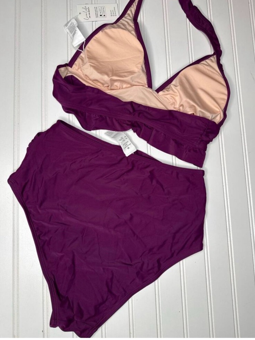 NWOT CUPSHE Purple Two-Piece High-Waist Bikini Set - Picture 2 of 2